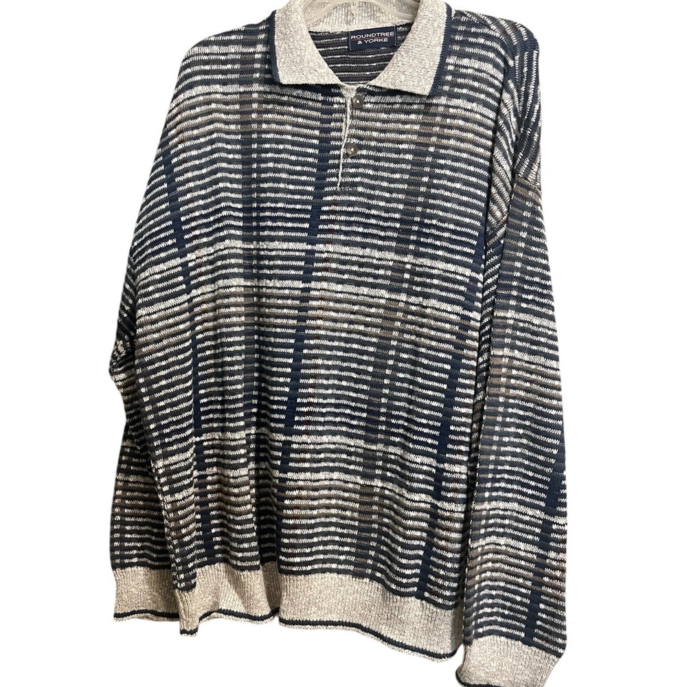 Roundtree & Yorke Men's XL Sweater Two Button Cotton Blend Vintage USA